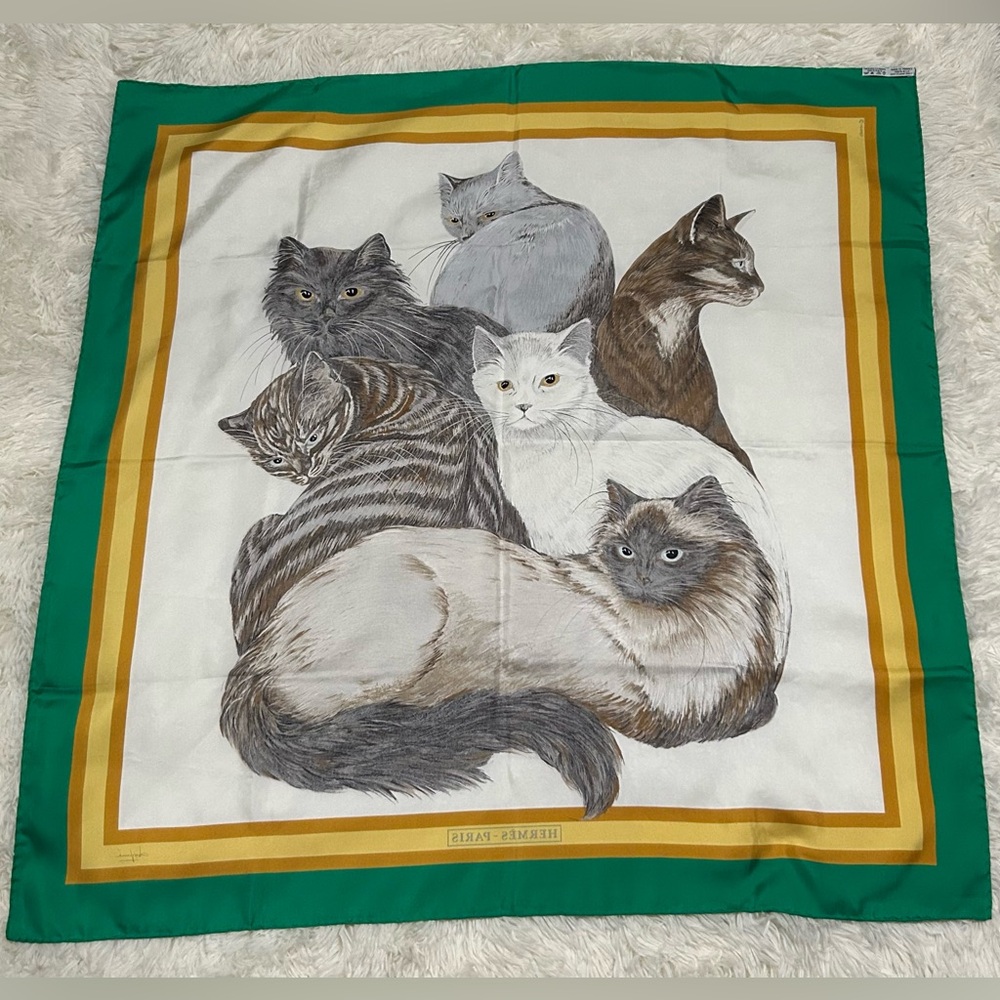 RARE Vintage Hermès Les Chats scarf - Picture 2 of 5
